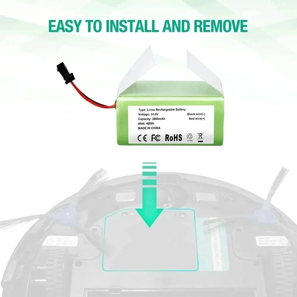 14.4V 12800mAh Replacement Battery for Conga Excellent 990 1090 1790 1990 Deebot N79S N79 DN622 Robovac 11 Tesvor X500