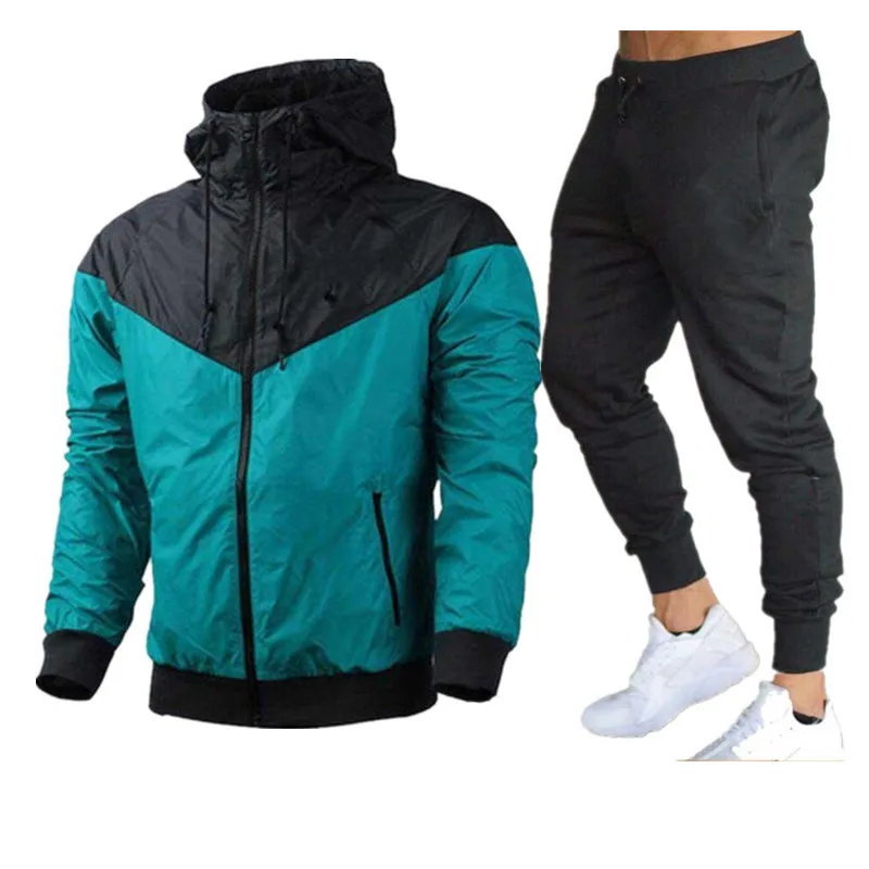 2024 Heren Winter Sport Pak Slim Fit Merk Sportkleding Vest Lange Mouw Hardloopjas, Joggingbroek, Hoge Kwaliteit, 2 Stuks Set