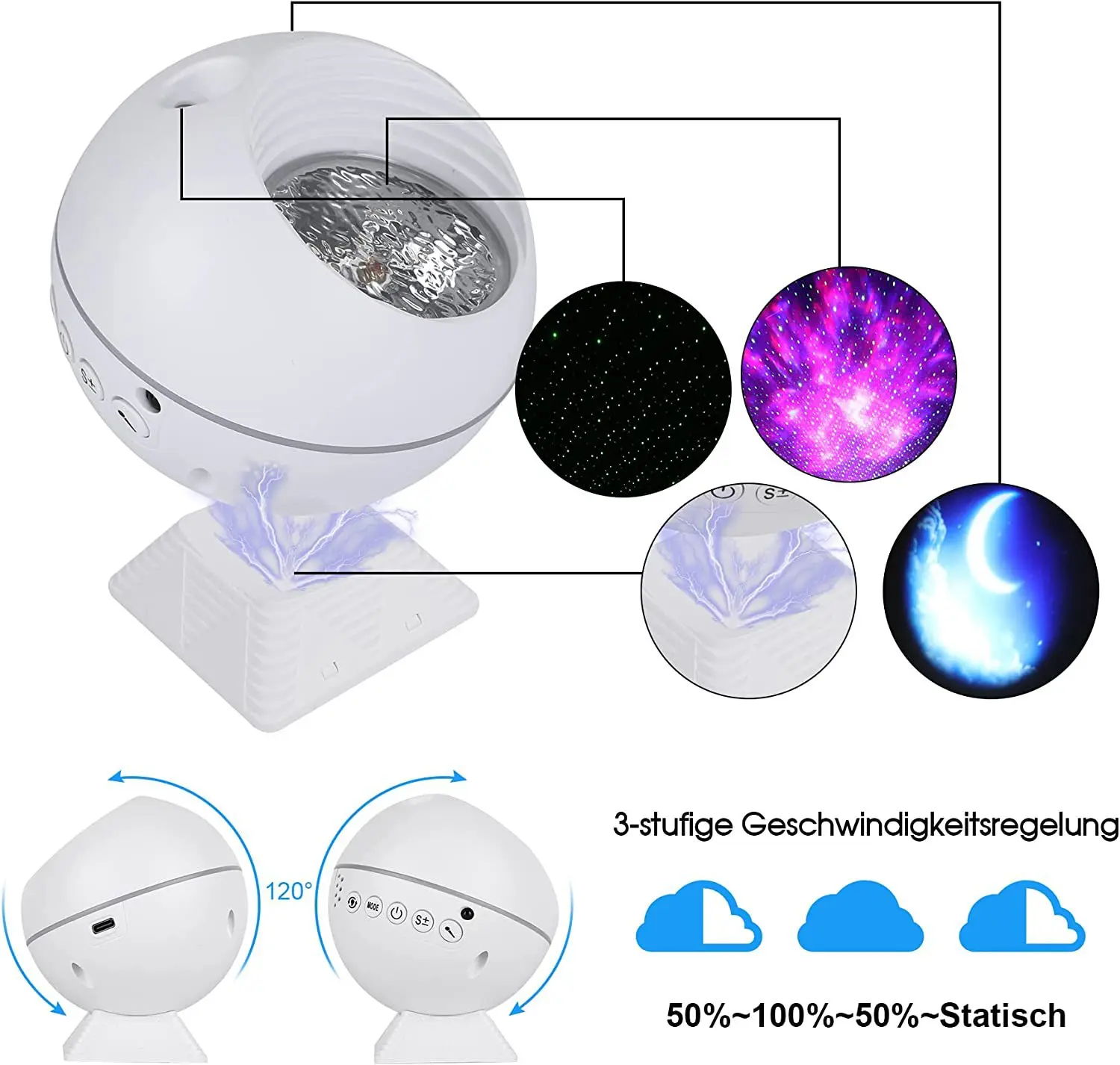 LEZOE LED Star Galaxy proiettore cielo stellato luce notturna 10 colori lampada lunare regolabile per la decorazione domestica camera da letto auto regalo per bambini