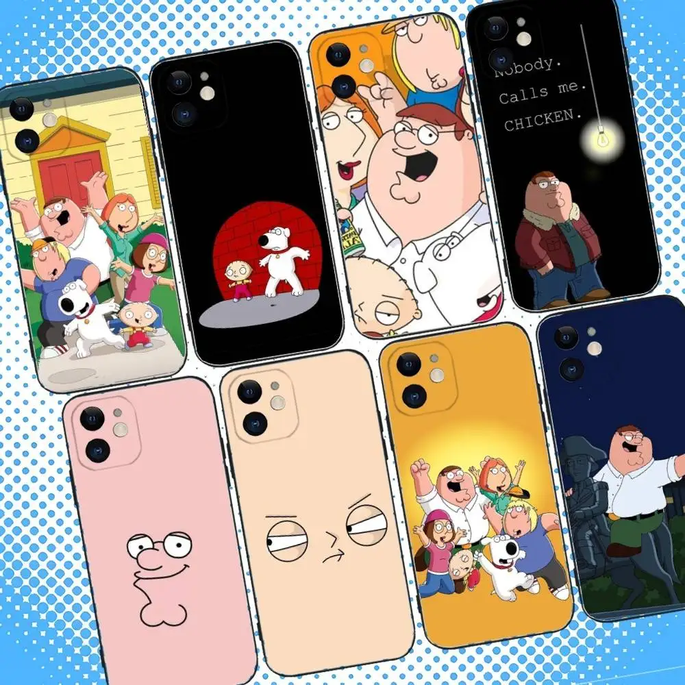 

Family G-Guy P-Peter Phone Case For iPhone 16,15,14,13,12,11,Pro,Max,Plus,X,XS,XR,SE,8,7,Mini,Soft Silicone Black Case