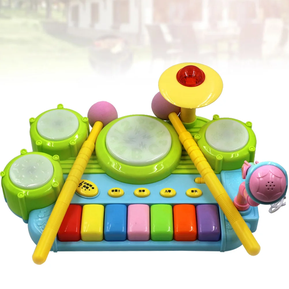 Set di strumenti musicali educativi per batteria jazz per bambini Sviluppo sensoriale Microfono Effetto sonoro Colori vivaci Regalo per l'apprendimento precoce
