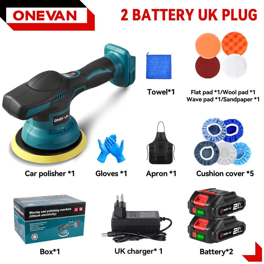 ONEVAN 8 Gears Electric Car Polisher 7000RPM Cordless Handheld Polishing Waxing Sanding Power Tools For Makita 18V Battery Pin image 3
