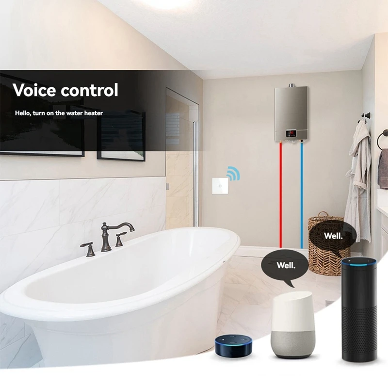 Wifi Boiler Switch/Water Heater Controller 20A Tuya Smart APP Remote Control Alexa Home Voice Glass Panel EU Plug-AC37