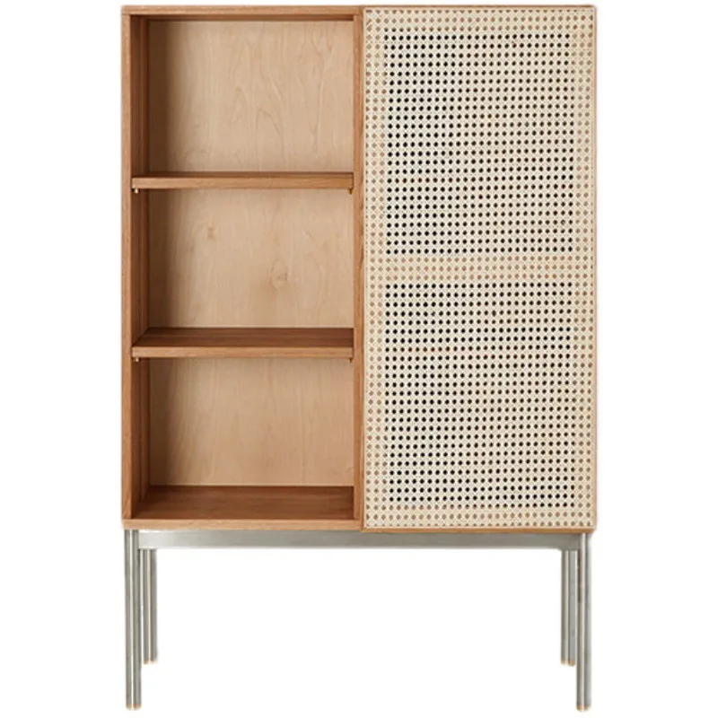 CX wabi-sabi wind rattan solid wood dining side, log porch, retro wind side cabinet