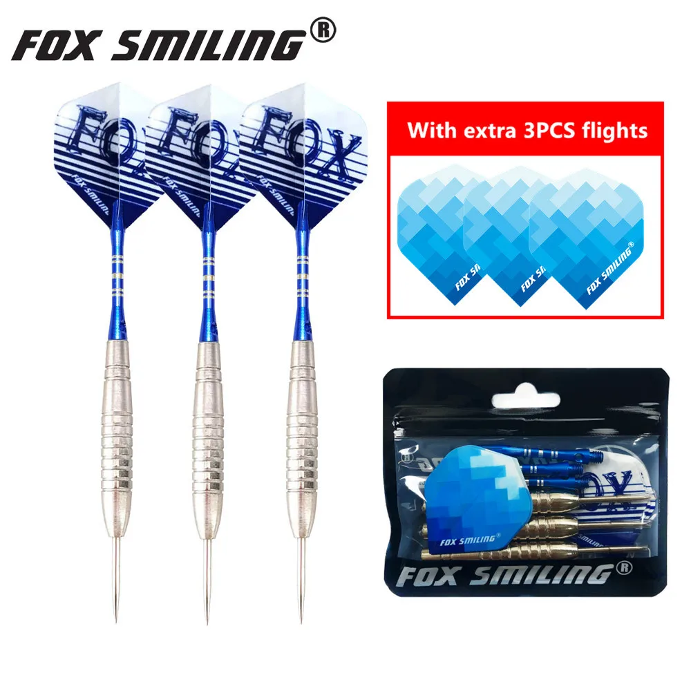 3PCS 23g Professional Steel Tip Darts With Aluminum Shaft Fox Smiling Good Qualtiy Nice Flights Black Barrel Darts Gift image 6