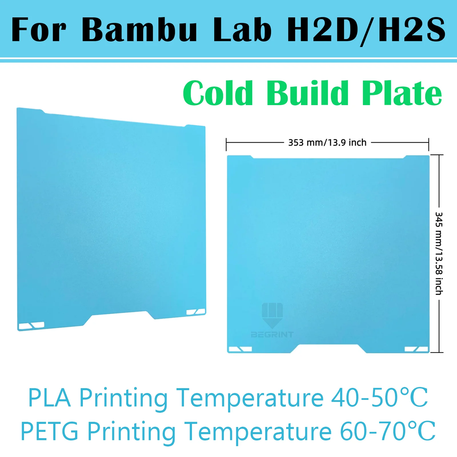 Cold Build Plate For Bambu Lab H2D H2S 3D Printer Super Adhesion Energy Conservation For BambuLab H2S Bamboo H2D Build Plate