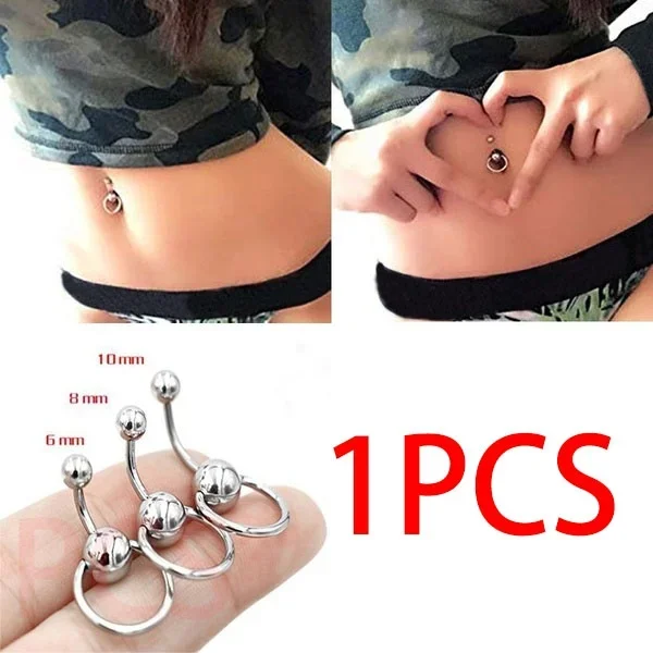 Delysia King 3 Size Women Punk Belly Button Ring Stainless Steel Sexy Spherical Body Piercing Jewelry