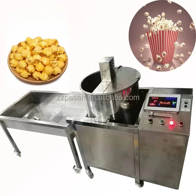 Industrial Full Automatic Caramel Sweet Popcorn Machines Commercial Snack Pop Kettle Corn