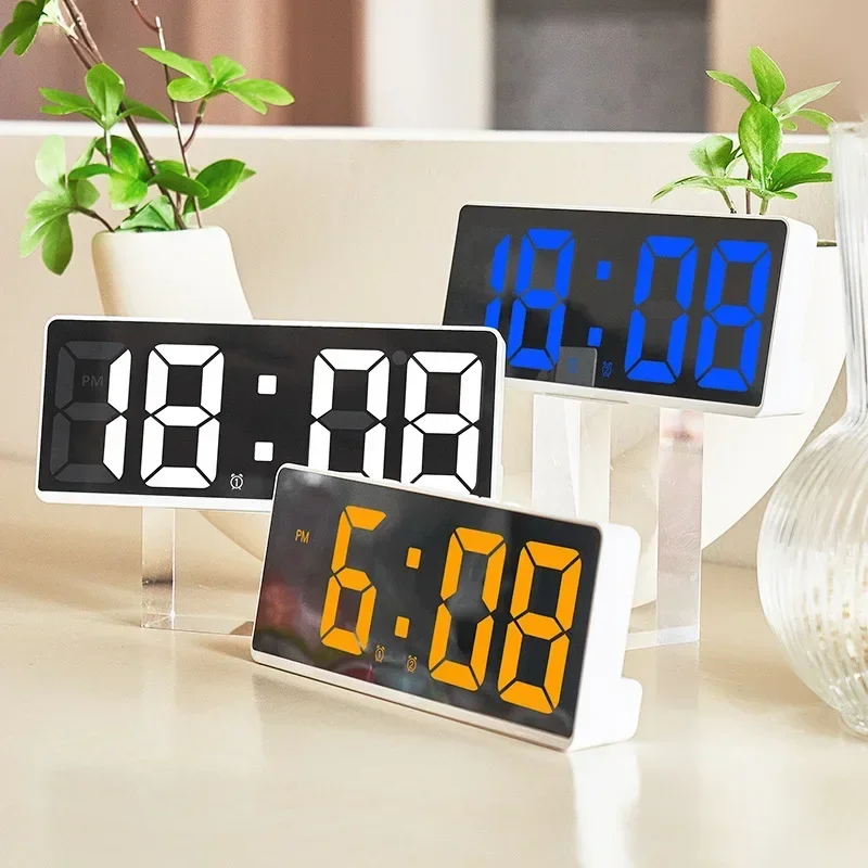 Digital Alarm Clock Voice Control Teperature Snooze Night Mode Desktop Table Clock 12/24H Anti-disturb Funtion LED Clocks Watch