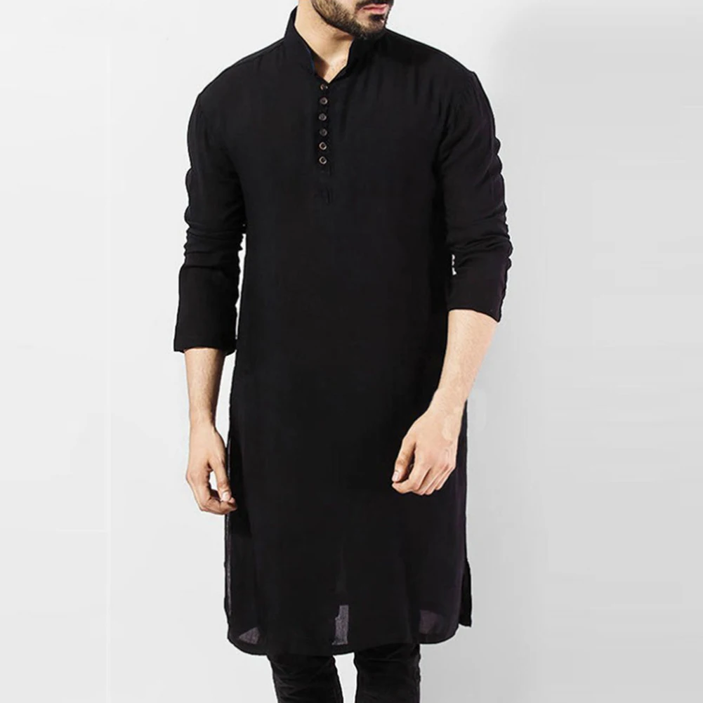 Mens Indian Traditional Kurta Shirt Long Sleeve Ethnic Kaftan Shirt Blouse Tunic Shirts