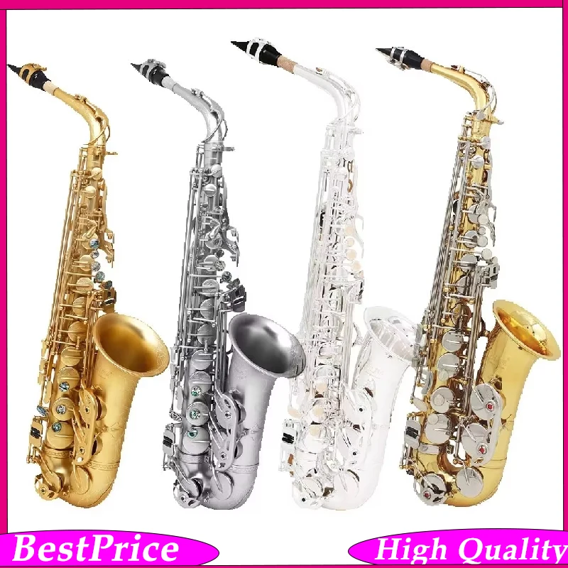 Saxophone Eb Brass Hand-engraved Alto Sax Golden/Silver  Abalone/White Shell Clarinet For Accessories Parts Woodwind Instruments