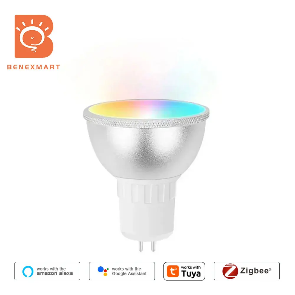 Benexmart Zigbee GU5.3 Smart LED Spotlight RGBCW Dimmable Light Bulb Work with Tuya Alexa Google Home Decorative Lamp 110V 220V