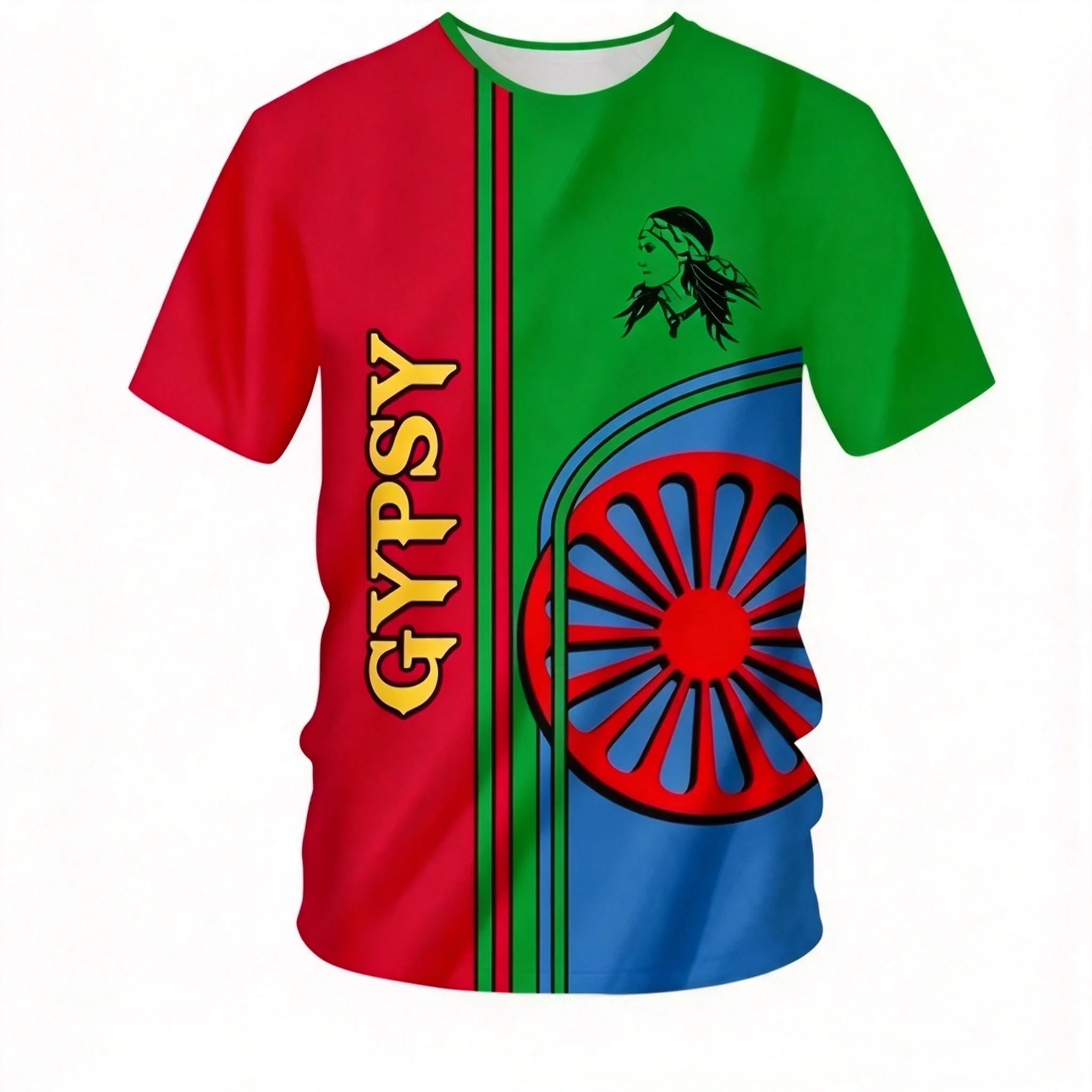 O-neck Summer Hot Sale Men's T-shirts Roman Gypsy Flag 3d Print Short-sleeved T Shirt Men Clothing Outdoor Casual Oversized Tops