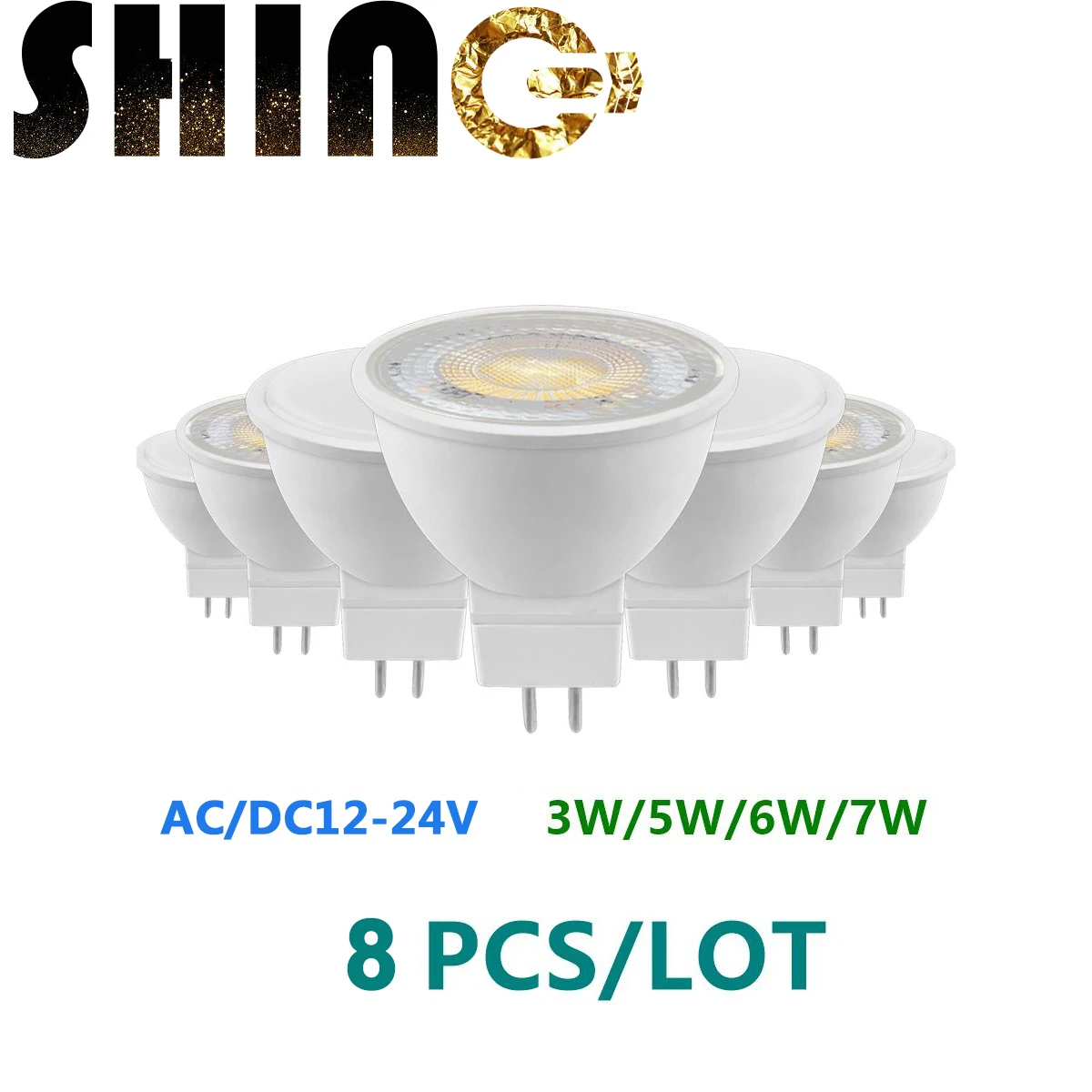 

8PCS AC/DC12V-24V Spot Foco MR16 3W-7W Warm White Day Light LED Light Lamp For Home Decoration Replace 50W Halogen Spotlight