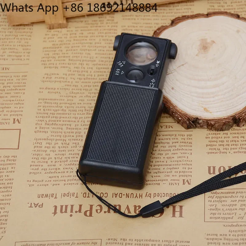 For 9881 LED Banknote Inspection Purple Lamp 30X 60X Portable Pull-Out Jewelry Magnifying Glass