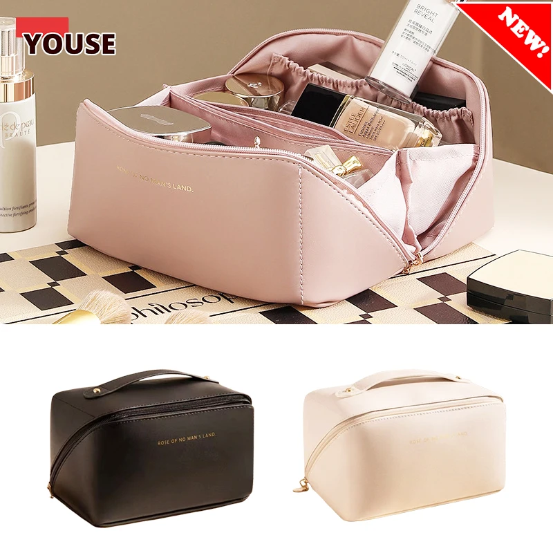 PU Makeup Bag for Travel and Outdoor, Portable Large Capacity Women's Handheld Washing and Makeup Multi functional Storage Bag