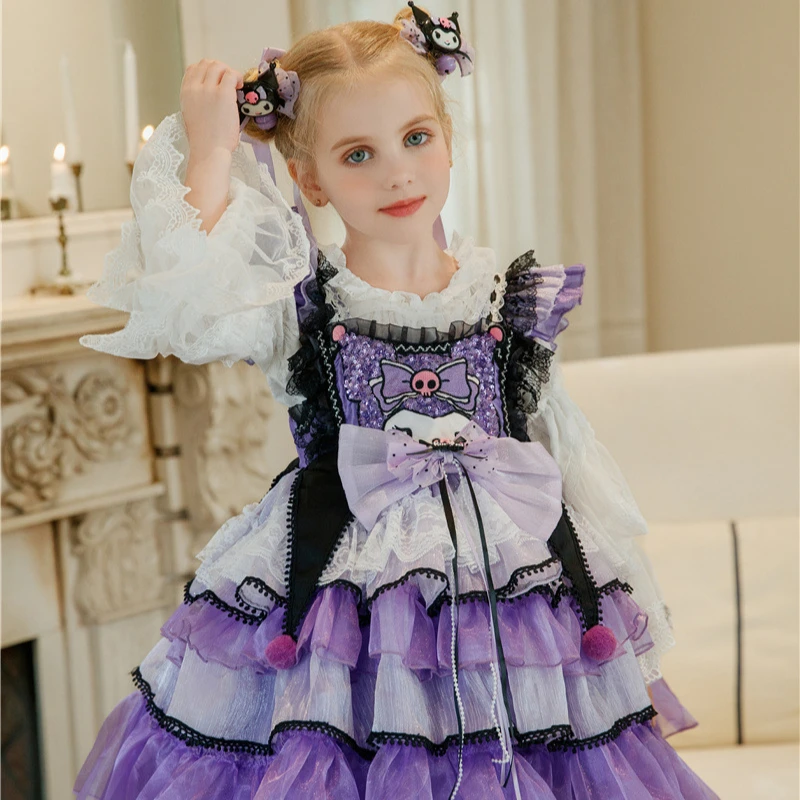 Halloween Sanrio Kuromi Princess Dress Cartoon Girls Cute Lolita Skirt Kids Festival Cosplay Costume Birthday Gift Party Anime