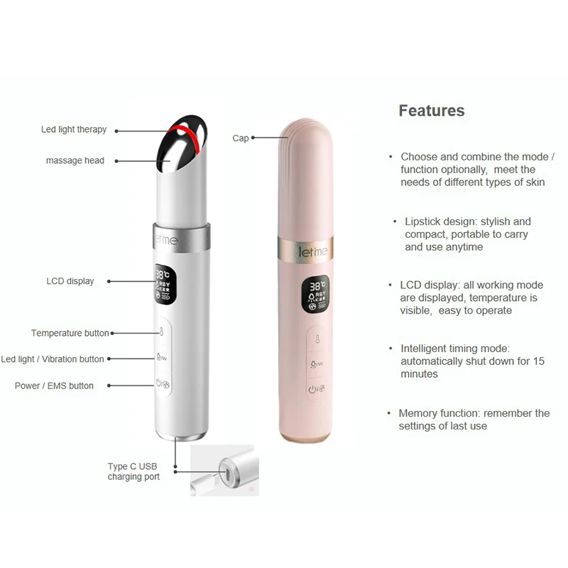 เครื่องนวดตาไฟฟ้า EMS ไมโครเคอร์เรนท์ ยกกระชับผิว ลดริ้วรอยรอบดวงตา ลดรอยคล้ำใต้ตา พร้อมระบบสั่นสะเทือนร้อน อุปกรณ์เสริมความงามรอบดวงตา