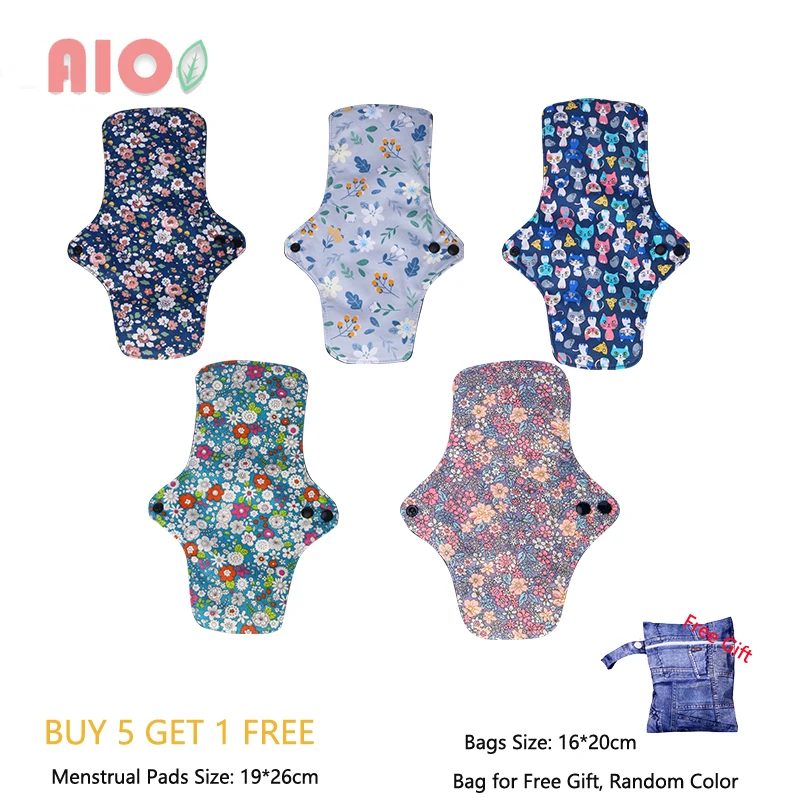 

AIO 5pcs 19*26cm Reusable Sanitary Pads Mom Pads Washable Full Cotton Postpartum Nursing Pads Menstrual Gasket Sanitary Towel