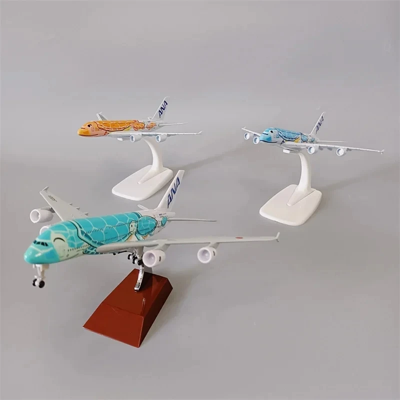 20cm Alloy Metal Japan Air ANA Airbus A380 Cartoon Sea Turtle Airlines Airplane Model Airways Plane Model Painting Aircraft Toys