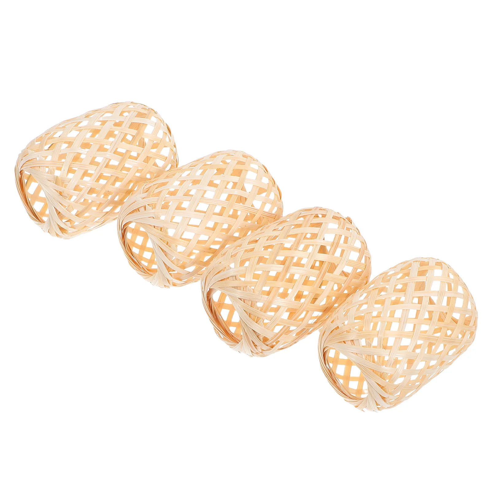 

4Pcs Vintage Style Bamboo Lampshade Handcrafted Decorative Pendant Light Cover for Indoor Outdoor Gathering Decoration