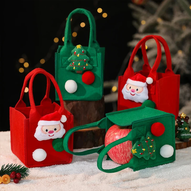 

Christmas Felt Gift Box Holiday Creative Handbag Christmas Eve Handbag Gift Bag Cartoon Felt Bag