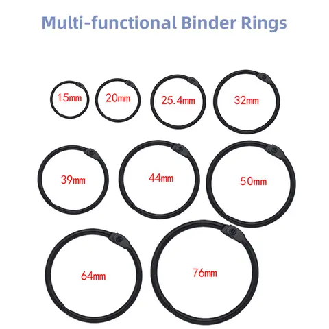 High Quality 2/3/5/10Pcs Black Metal Ring Binder 15-76mm DIY Loose-leaf Book Hoops Opening Office Binding Supplie Photo Albums