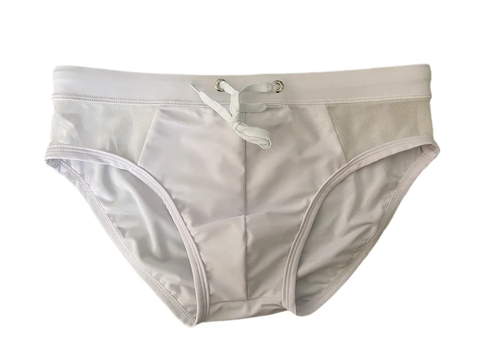 202 costume da bagno da uomo in rete tinta unita triangolo cavo costume da bagno su entrambi i lati costume da bagno semplice casual da spiaggia 10059