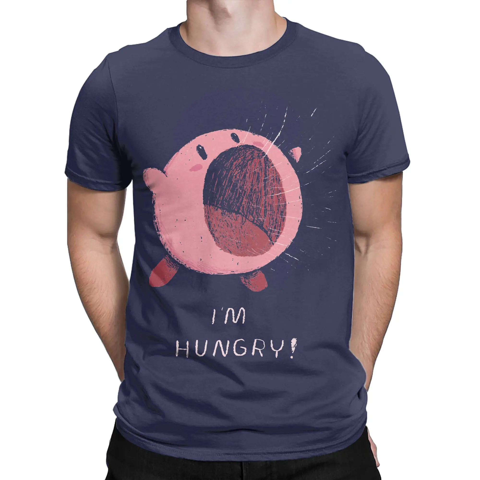 I'm Hungry Tshirts For Men Women Cotton Tops Casual Kirbys Nostalgia Childhood ACT Game Crewneck Short Sleeve