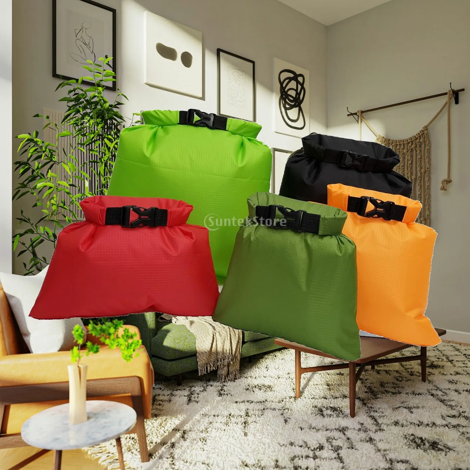 

5Pcs Dry Bag Waterproof Bag Set Durable Portable Multipurpose Accessories Outdoor Storage Bag 1.5L 2.5L 3.5L 4.5L 6L for Boating