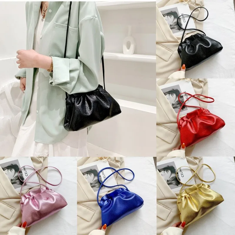 Light Luxurious Cloud Bag for Women Leather Hobos Retro Crossbody Bag New Small Phone Bag Design Clutch Clip Bags Female Bolsa