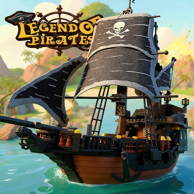 

Giant Building Blocks Pirate Ship Medieval Sailing Ship Ghost Ship Model Kids DIY Toys Christmas Birthday Gift