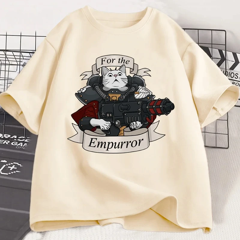 For The Empurror Cat T-shirts Womend Funny Short Sleeve Tees W-Warhammer 40k Vintage Tshirt O Neck Streetwear