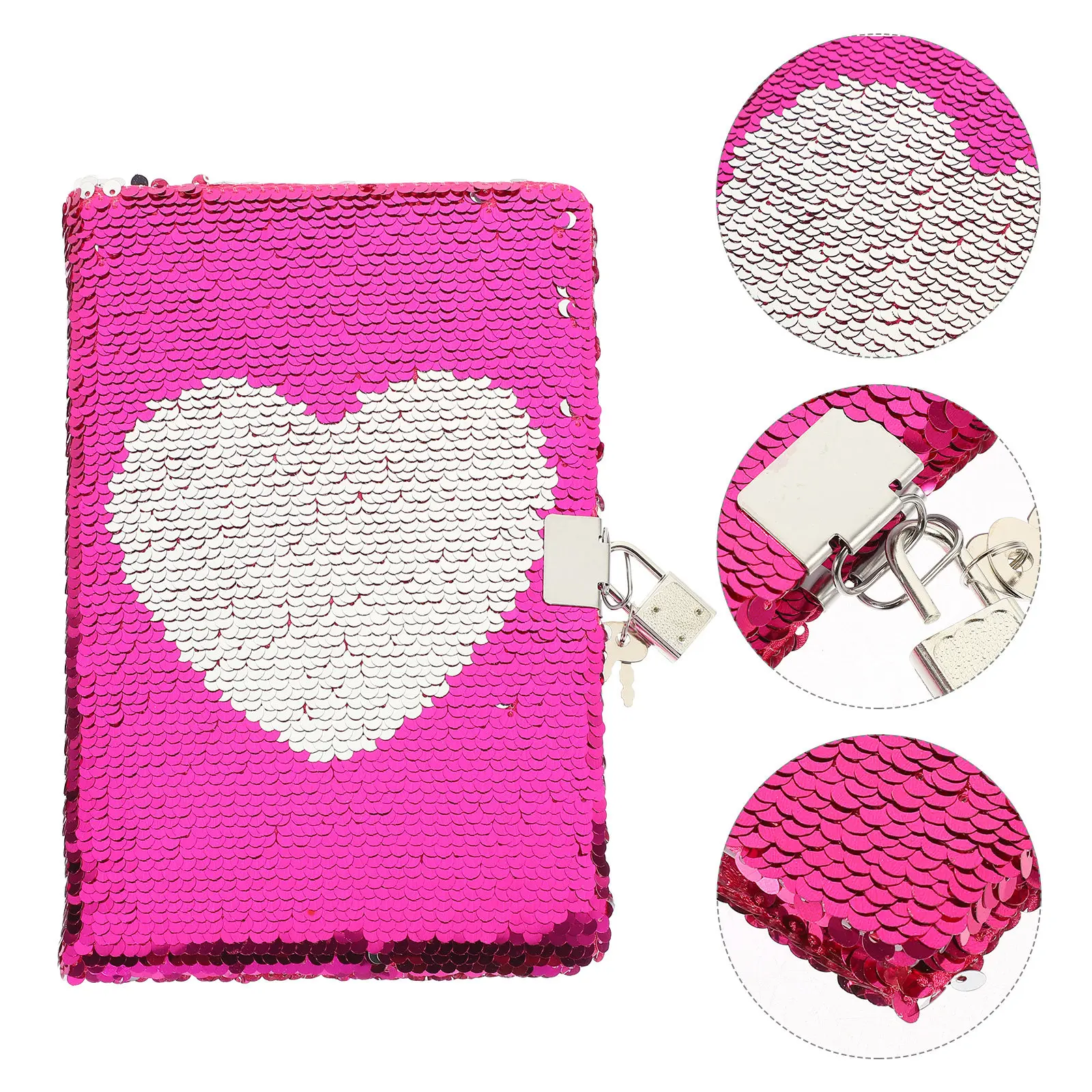 Creative Reversible Notebook A5 Glitter Lovely Diary Book Diary Book Lockable Decorative Notepad Fish Scale Design