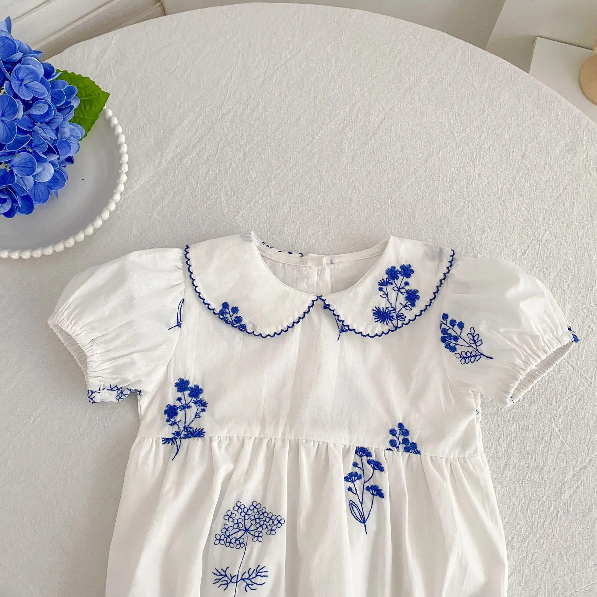 Sommer Neu 0-24M Bodysuit Puffärmel Baby Mädchen Kleidung Mädchen Retro Peter-Pan-Kragen Jumpsuit Kinder-Stil Strampler – Detail 15