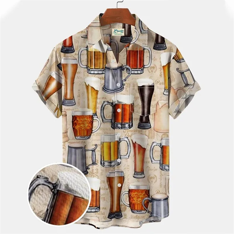 Camicia floreale Casual hawaiana da uomo birra stampa 3D abbigliamento oversize di lusso a maniche corte Y2k Harajuku top consiglia la vendita