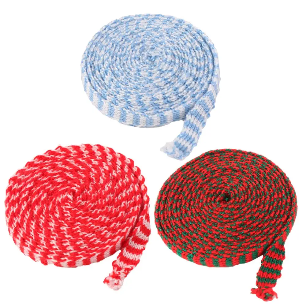 

Doll Scarf Red Green Christmas Knitting Ribbon Classical Handmade Woolen Yarn Ribbon DIY 15MM Stripe Ribbon Christmas Decoration