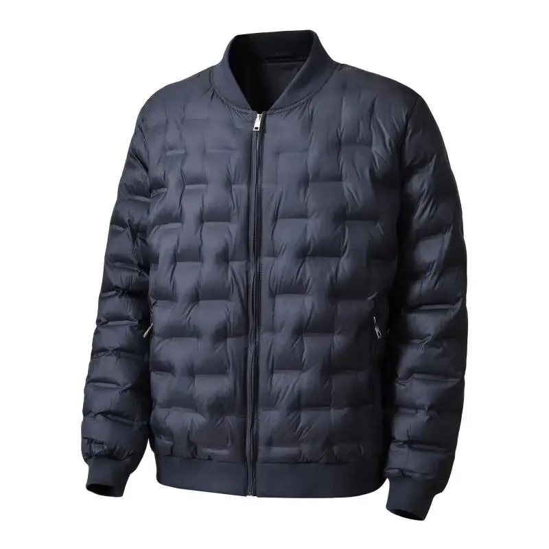 Men's Baseball Collar Parka Jacket Warm Casual Coat Autumn Winter Zipper Outwear Solid Color Fashion Streetwear Windproof