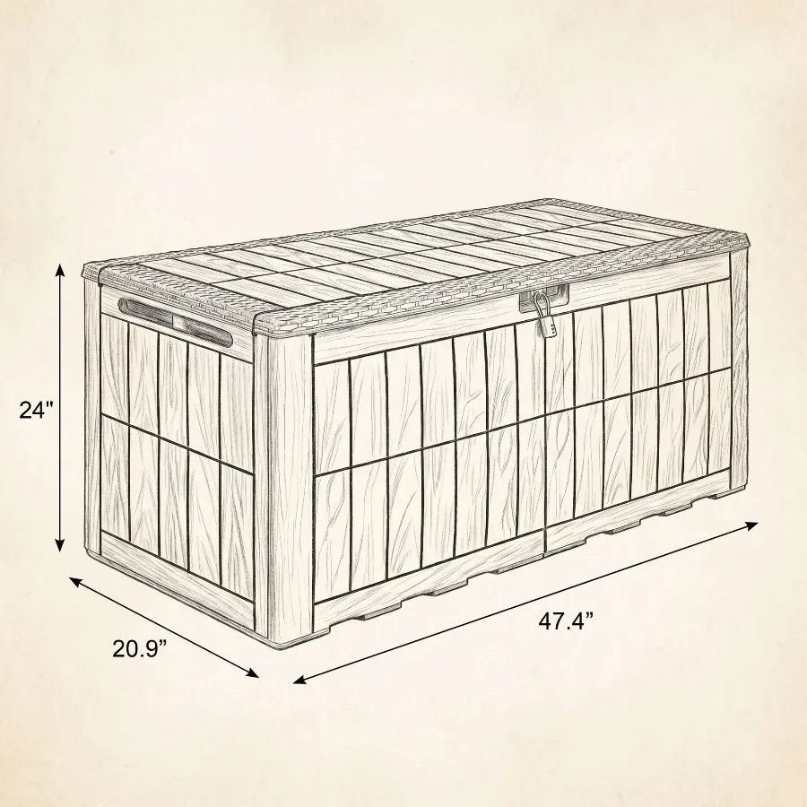Uforic 110 Gallon Waterproof Outdoor Deck Box, Lockable Resin Storage Box, 2 Person Patio Storage Bench Cushions Garden Tools