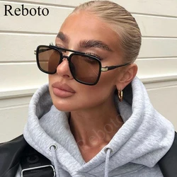 Brown Square Sunglasses Women Classic Brand Photochromic Polarized Sun glasses Men Vintage Oversized Double Bridge Shades Eyewea