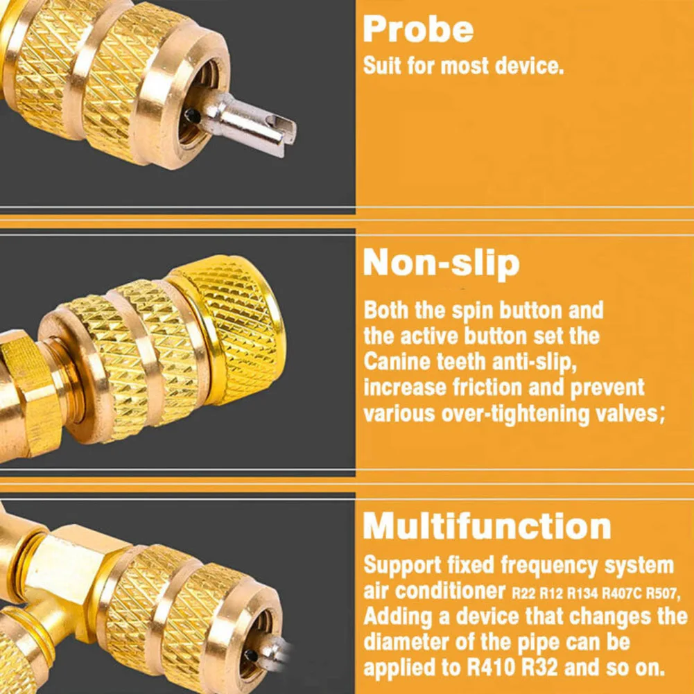 Tool with Dual Size 1/4 & 5/16 Port for R12 R22 R410A HVAC System Loading and unloading tool Valve Core Remover Installer