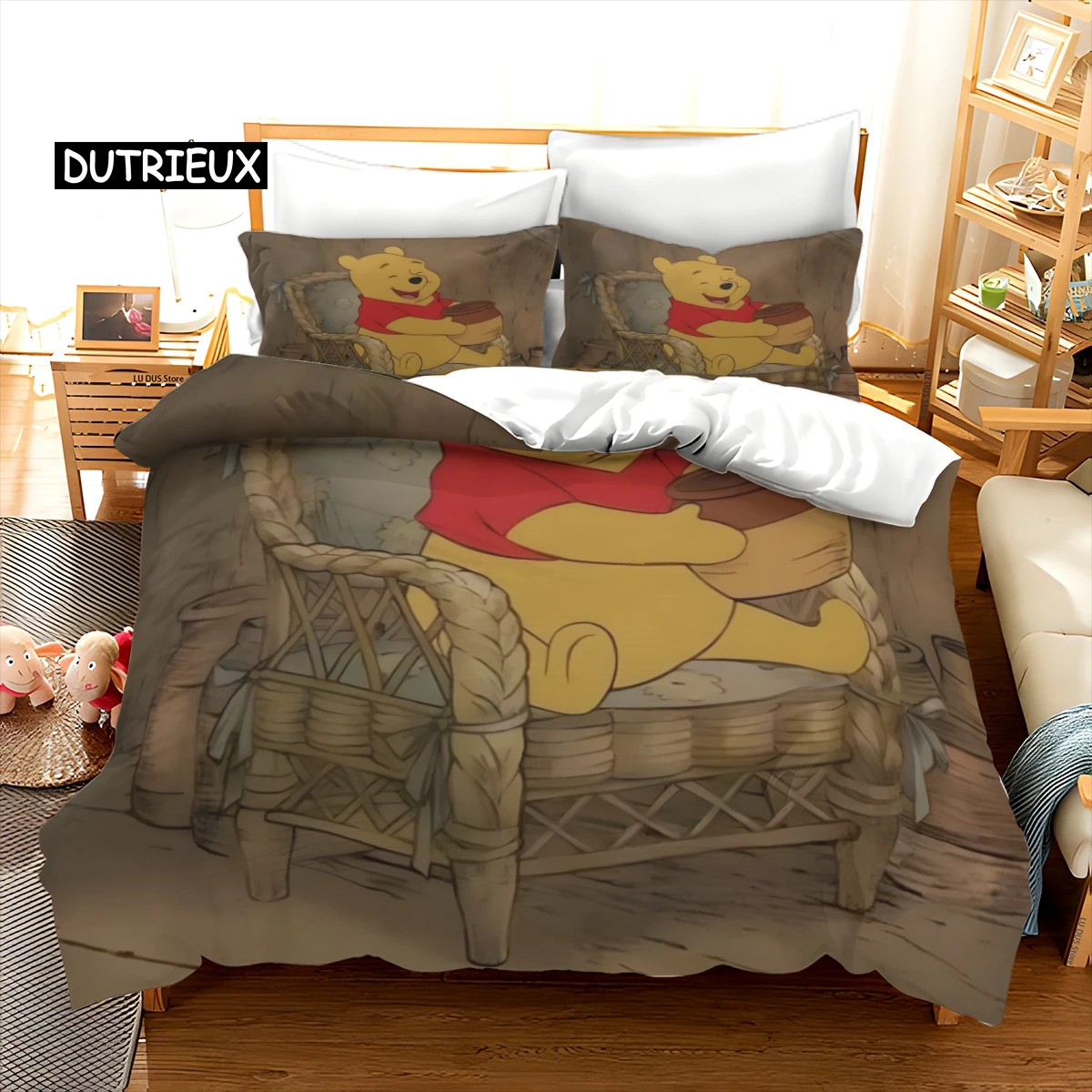 Anime Winnie the Pooh Duvet Cover Sets Comforter Single Twin Full Queen Size 3d Kids Girl Boys Gift Bedding Set