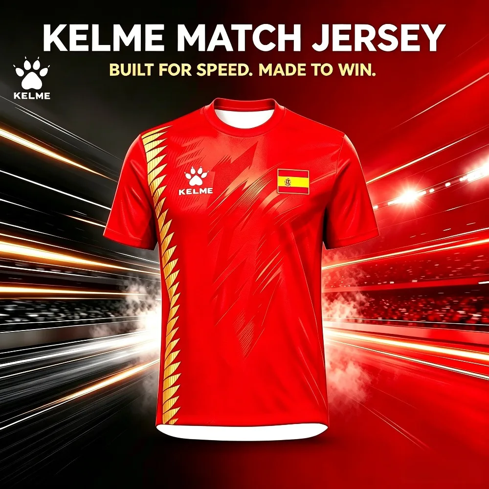Maillot de football KELME Espagne 2026 pour homme – Respirant, séchage rapide, uniforme de match et d'entraînement, T-shirt de sport