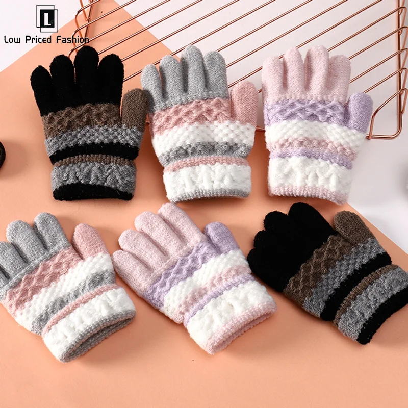 

Warmom Thicken Kids Gloves Winter Keep Warm Children Baby Full Finger Mittens Soft Gloves For 0-4 Years 2024 New