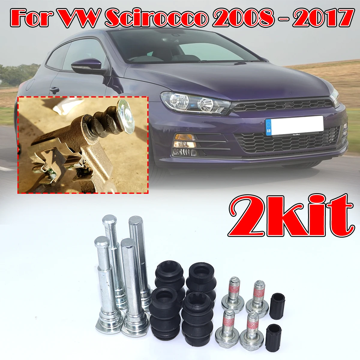 

14Pcs Rear Brake Caliper Slider Guide Pins Bolt For VW Scirocco Peugeot 206 Right Disc Housing Rubber Bellows Sleeve Bush Seal
