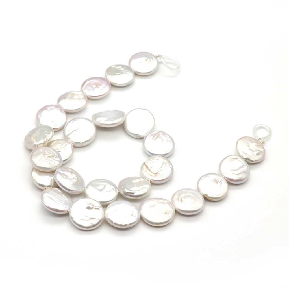 16-17mm Natural Freshwater Pearl Loose Beads Round Perforated Irregular Face Jewelry Pendant Charm DIY Make Gift