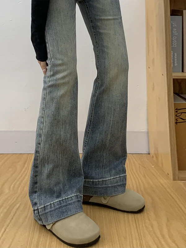

High Waist Straight Leg Micro Flared Jeans Women's Design Loose Slimming Hoof Pants for Pear Shaped Body Casual Wear