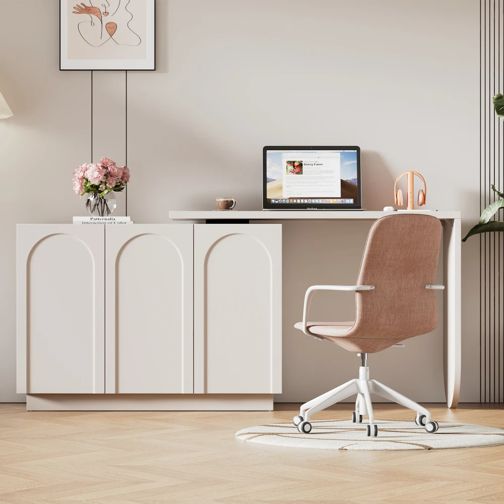 Bureau d'angle rotatif en forme de L, multifonctionnel, pour ordinateur, table d'écriture, coiffeuse, table de maquillage, moderne, gain de place, pour l'étude et le travail, blanc, mobilier domestique, 110 cm