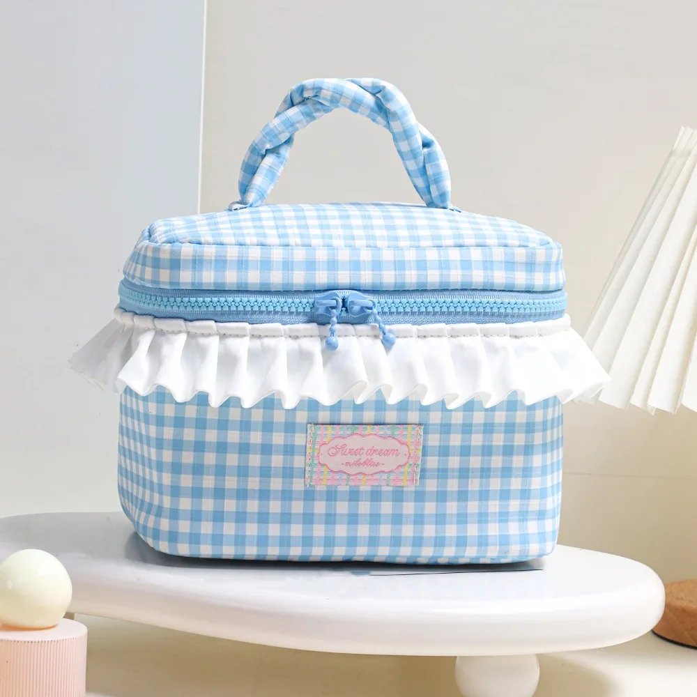 

Fashion Dopamine Color Portable Cosmetic Bag Square Zipper Handheld Cosmetic Case Organizer Case Kawaii Toiletry Bag Travel