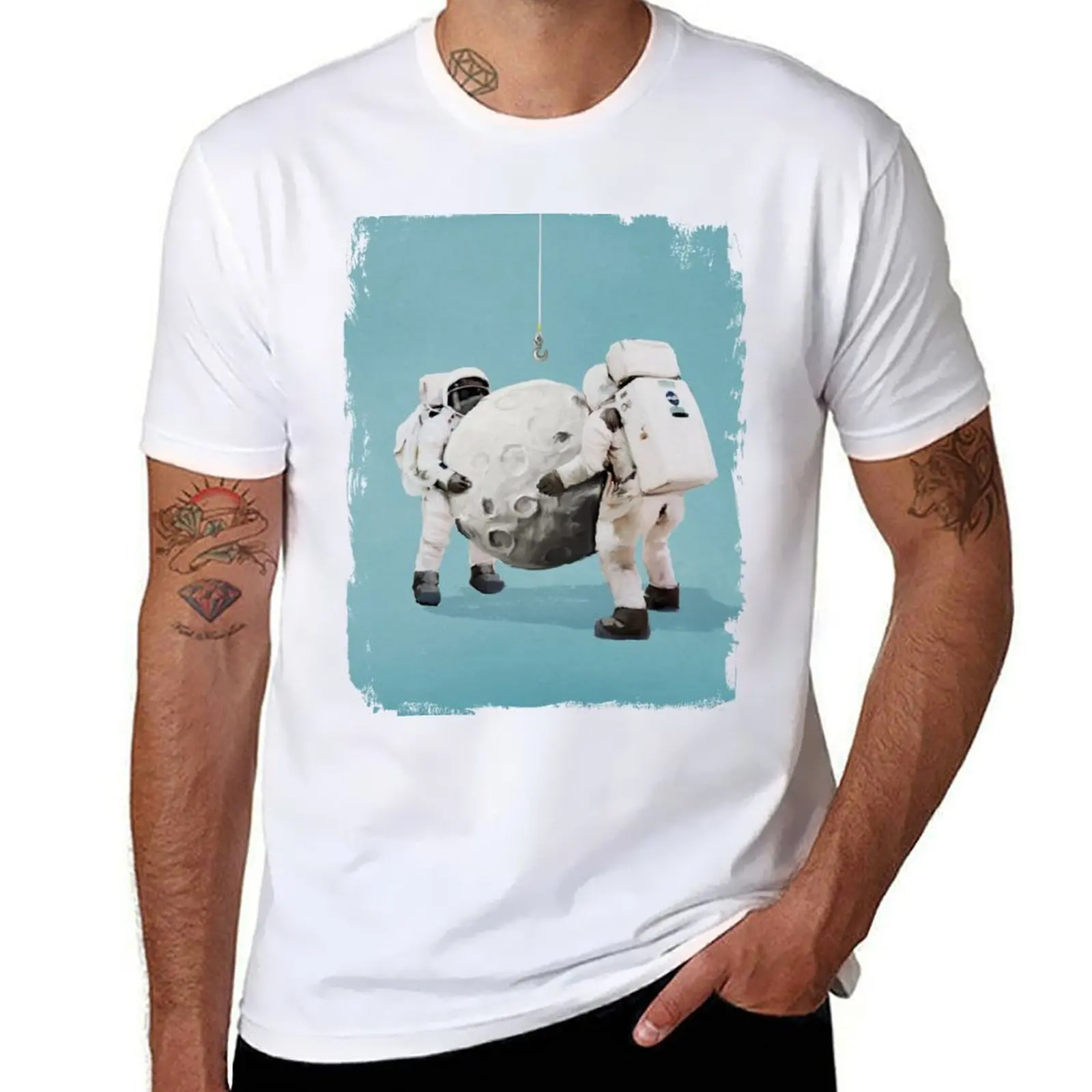 

Hanging the moon T-Shirt t shirt men 100% cotton luxury brand cotton t shirts high quality T-Shirt